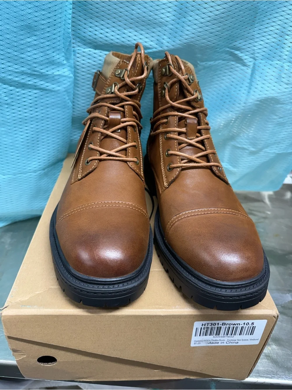 Brown Men’s Lace-Up Leather Work Boots